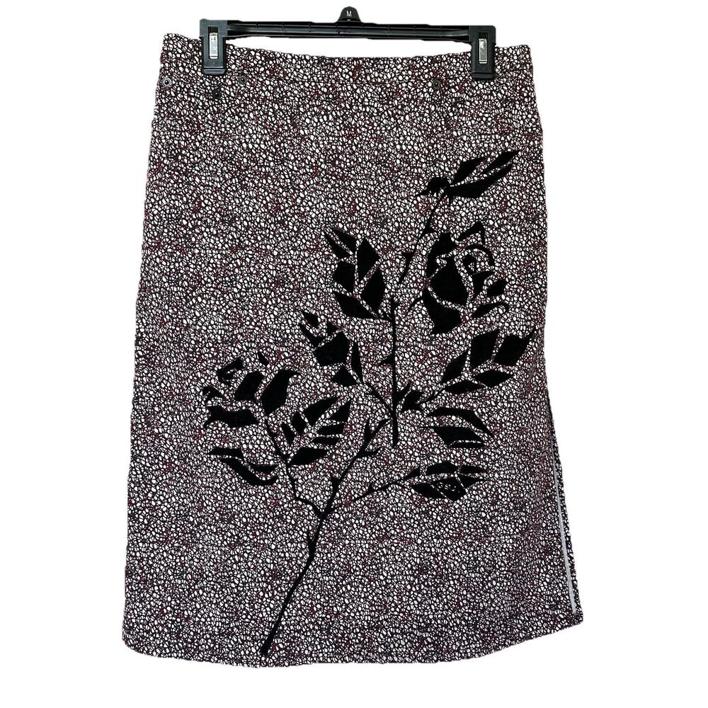 Vtg Strenesse Gabriele Strehle Skirt Med Pencil Midi Velvet Floral Overlay Artsy